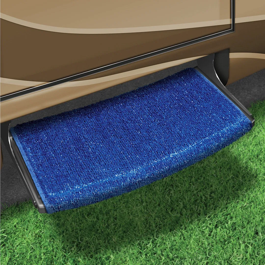 2-0204 – PRESTO FIT Entry Step Rug, Wrap Around Hook And Spring 22 Inch Width Imperial Blue Outdoor Turf With Marine ...